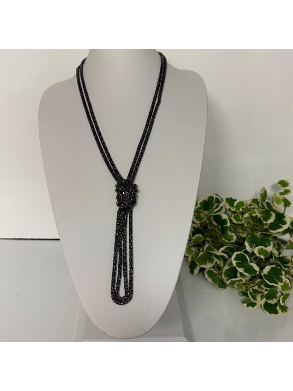 Vintage Mesh Chain Sautoir Necklace Long Flapper Statement Jewelry 24 inch